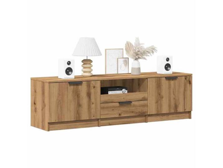 Meuble TV chêne artisanal 140x35x40 cm bois d'ingénierie banc TV meuble hifi centre de divertissement buffet TV 856851