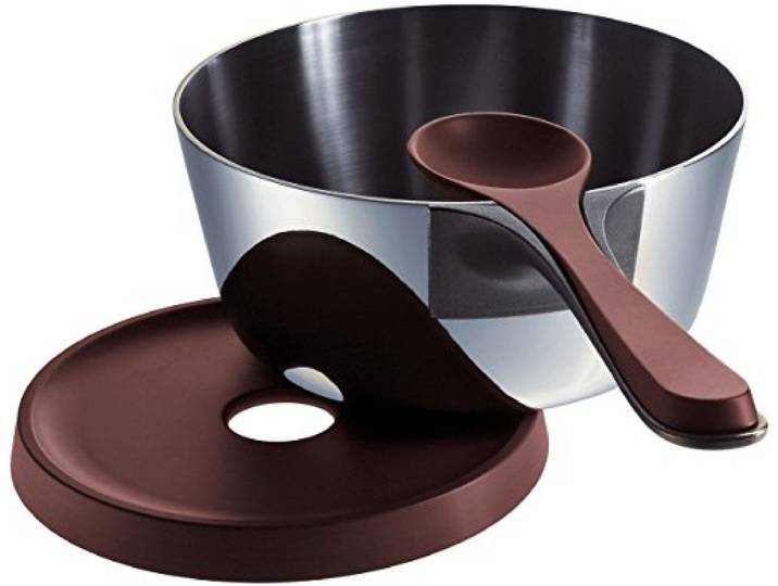 Alessi PJ01S Pasta Pot Pastakochset bestehend aus einer Stielkasserolle - Multiply, einem Deckel aus Edelstahl 18/10 glänzend poliert, einem Löffel und einem Topfuntersatz aus Melaminharz
