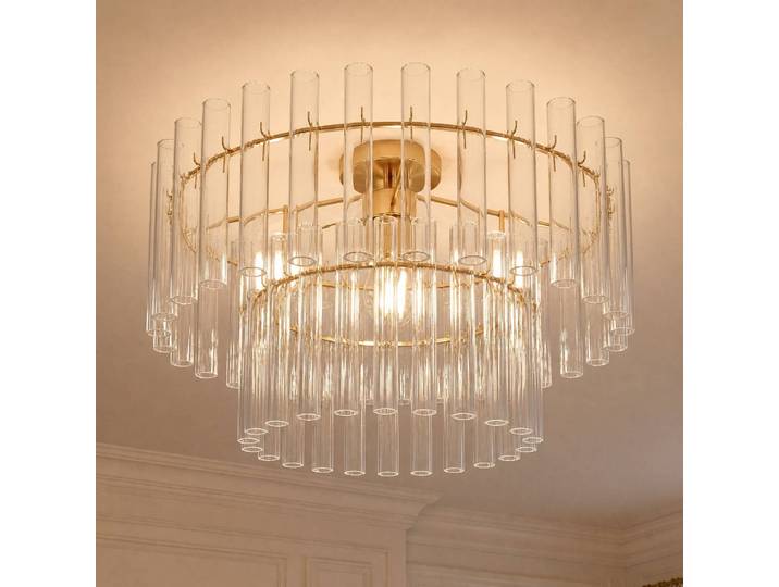 Deckenlampe Leanna Lucande, dimmbar, klar / transparent, für Wohn- / Esszimmer, Glas, Modern, Deckenlampe