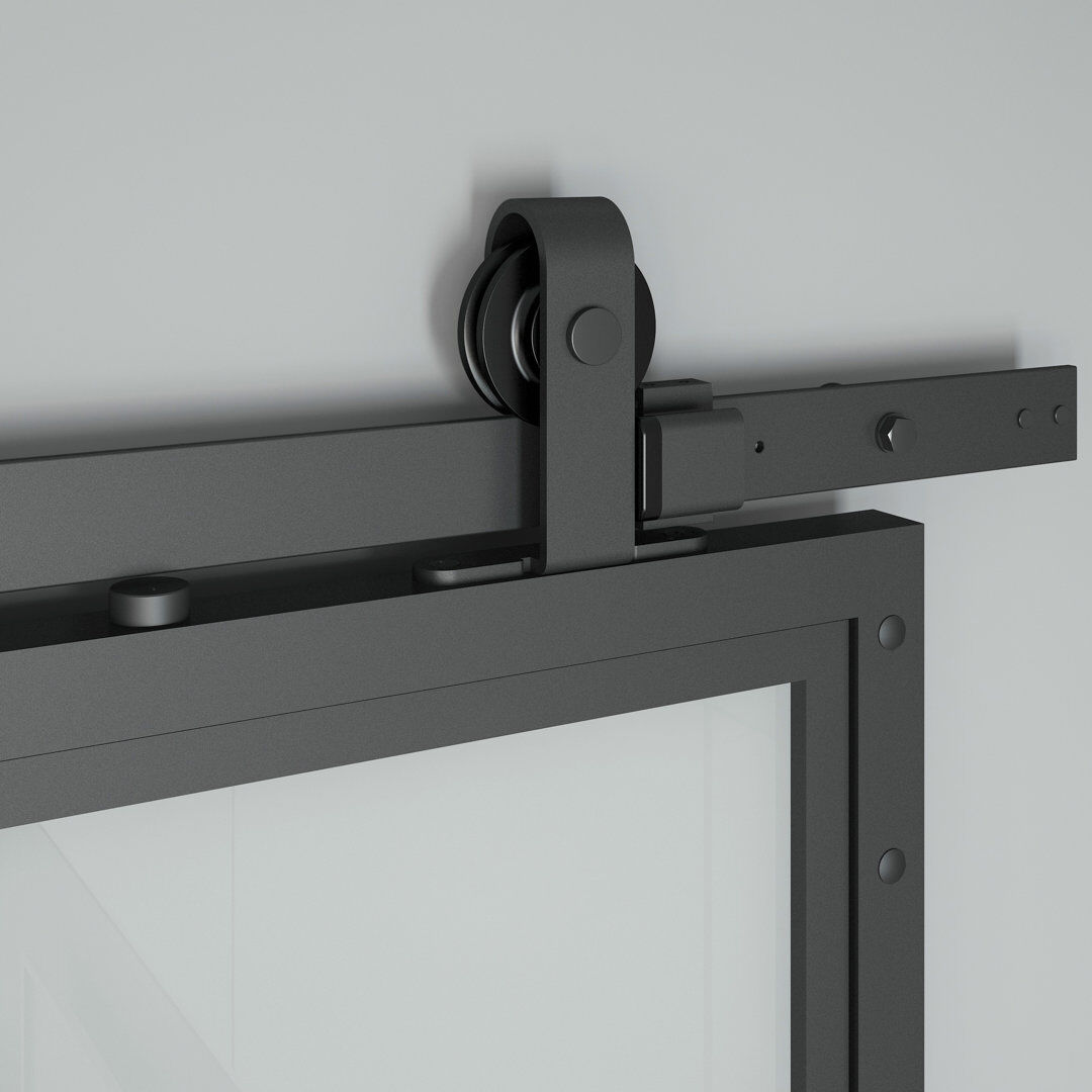 Wayfair Basics™ Baarde Sliding Door Hanger Frame Hardware Kit Black 400cm
