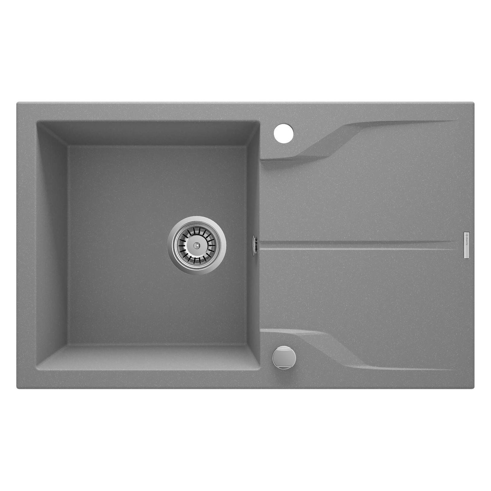 Deante 1-Becken-Granitspüle mit Abtropffläche - bündig mit der Arbeitsplatte montiert (Einbauspüle, 49 cm, 78 cm) (ZQN_S11F)