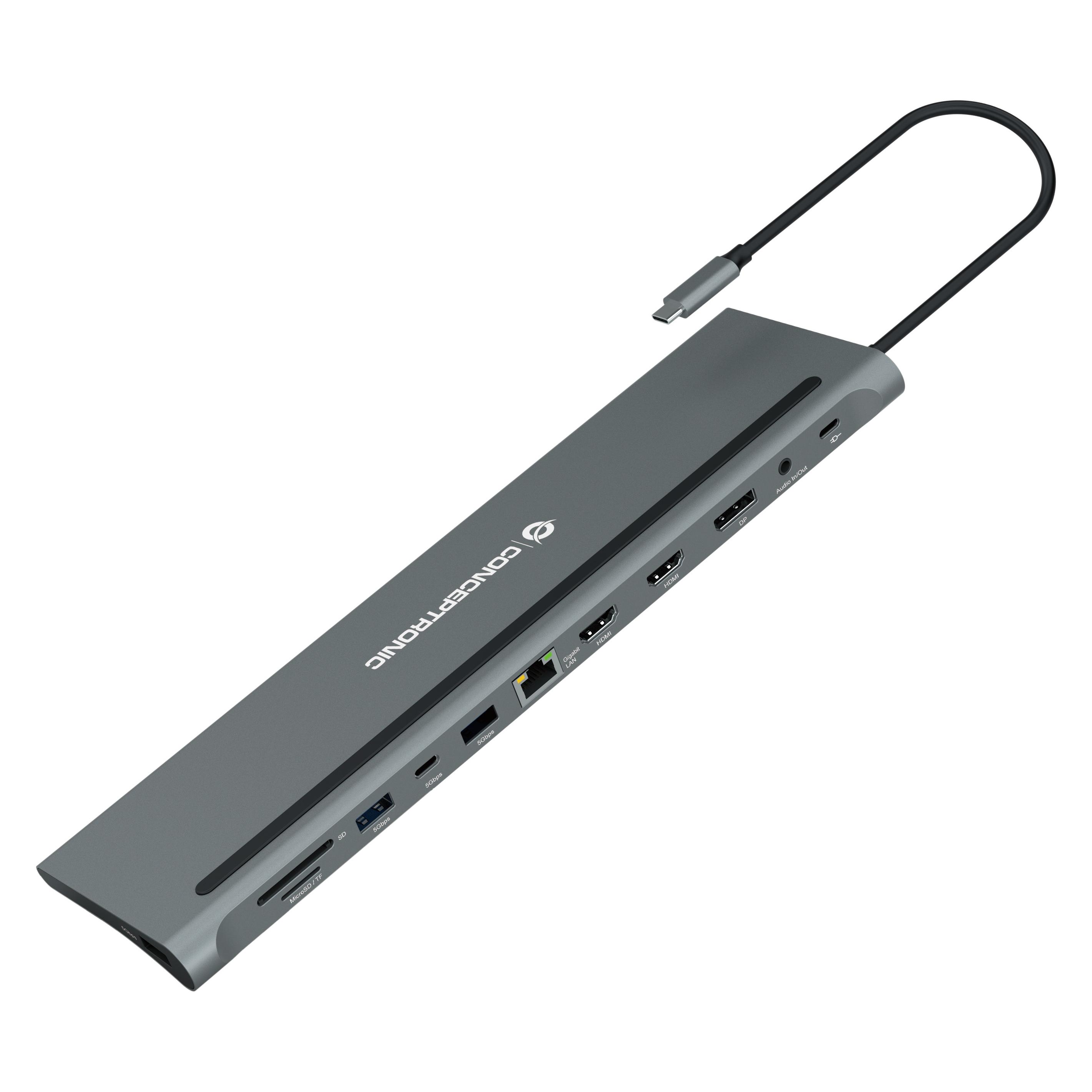 Conceptronic 12-in-1 Dockingstation (USB-C, 12 Ports) (DONN17G)