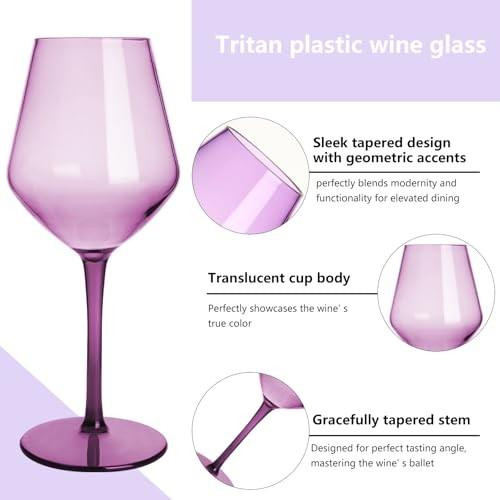 Set van 6 kleurrijke shatterproof wijnglazen