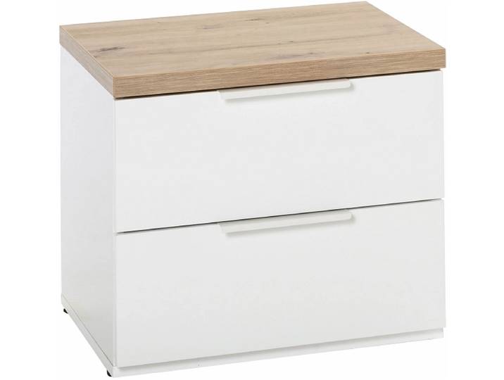Nachttisch MUNDI 2 Schubladen 49x39.9x44.2cm weiss glänzend glitzernd