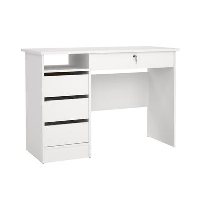 WellHome - Schreibtisch mit 4 Schubladen in der Farbe Weiß 110 x 49 x 76 cm - Duero White