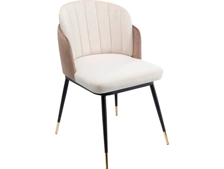 Ambia Home Stuhl, Schwarz, Goldfarben, Beige, Metall, konisch, 52x81x58 cm, Esszimmer, Stühle, Polsterstühle