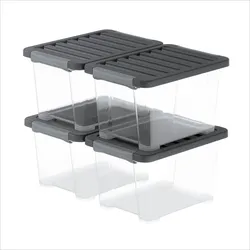 Rotho, Aufbewahrungsbox, Boxen Set mit Deckel 15 l, 4 tlg. CORE PLUS (15 l, 4x)