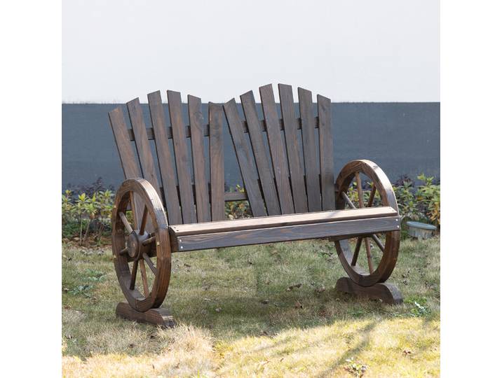 Outsunny Banc Jardin 2 Places Bois Style Adirondack