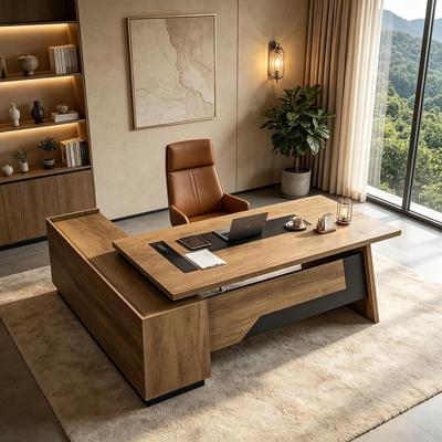 WESOME Adjustable Length 70.9IN/78.7IN L Shape Executive Office Desk with Outlet Drawers Cabinet