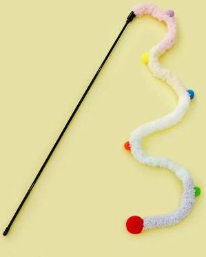 Inspired Living Interactive Feather Cat Teaser Wand For Active Indoor Play pink