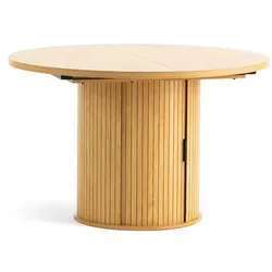 RATTATAN Runder ausziehbarer Tisch aus Melamin in Holzoptik mit Stauraumbasis, elegantes und funktionales Design, Ø120/160 cm, für Küche und Wohnzimmer–ASCANIO