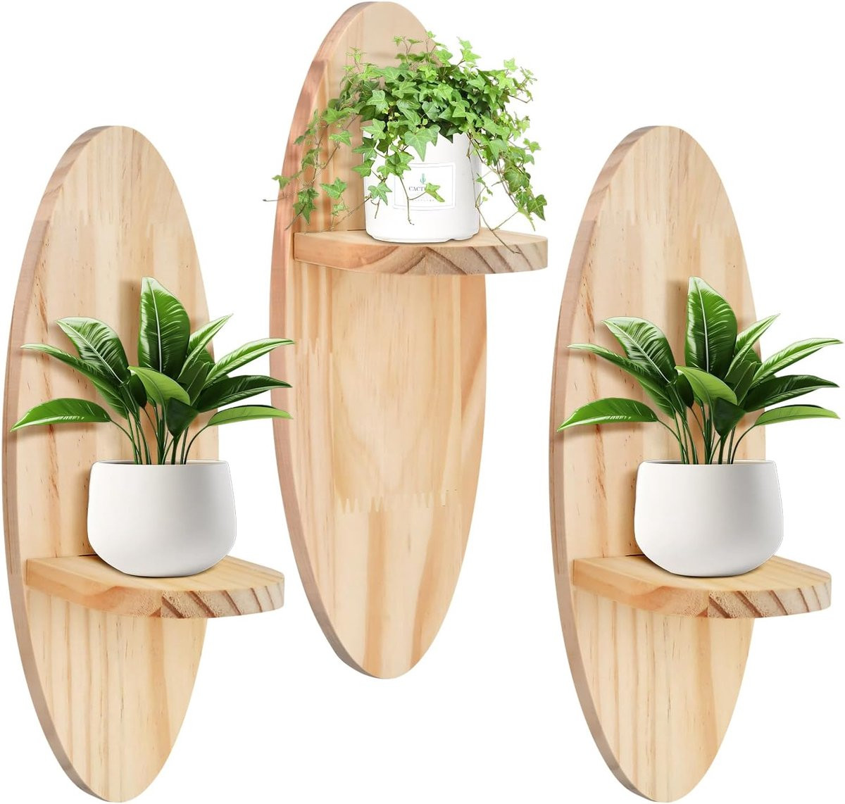 Set van 3 houten ovale wandplanken voor decoratie