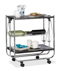 Relaxdays Serviertablett klappbar Schwarz,Silber