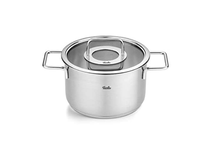 Fissler Collection Pure Faitout En Acier Inoxydable (20 cm\, 3\,6 l) Avec Couvercle En Verre Et Graduation Intérieure\, Compatible Induction\, Argenté