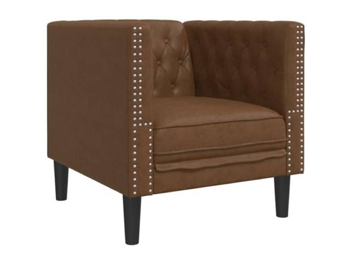 Todiikf Chesterfield Sessel Braun Mikrofaser Polstersessel 71x74,5 cm Eleganter Clubsessel mit Knöpfung und Massivholzbeinen für Wohnzimmer, Schlafzimmer und Büro bis 110 kg belastbar.