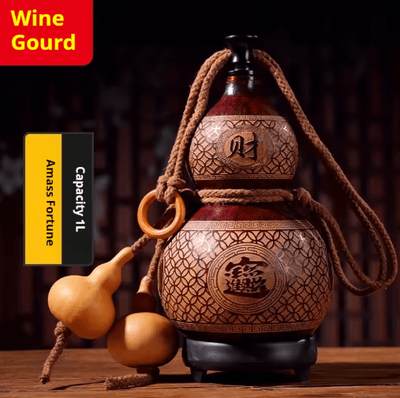 Inspire Picks Natural Dried Gourd Wine Bottle Rustic Portable Wine Gourd 500ml For Outdoor & Gifting style C 1l