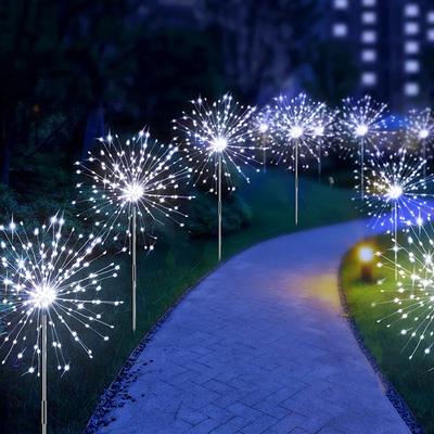 Perfect Picks Market Solar Firework Lights Waterproof Outdoor Dandelion Garden Lights For Landscape Decor white 3pcs