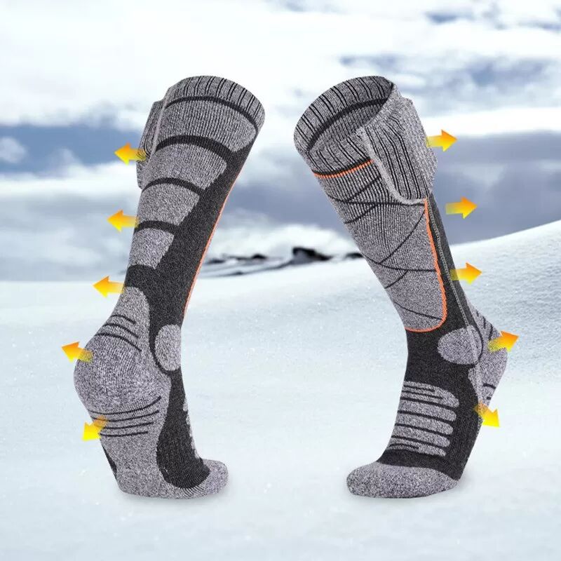 INF Beheizbare Socken mit Kohlefaser - Batteriebetrieben, Fußwärmer für kaltes Wetter Grau