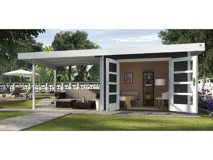 Weka Designhaus 126 B mit Anbau Anthrazit 24 × 6 m