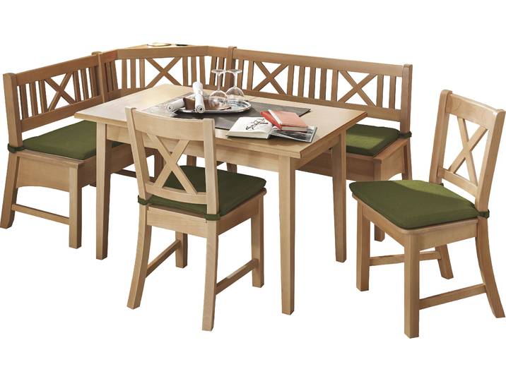 Eckbankgruppe MASSIVLINE & MORE Bodensee , braun (buche massiv natur lackiert, buche massiv natur lackiert, buche massiv natur lackiert), B:137,18cm H:87cm T:52cm, Massivholz, Sitzmöbel-Sets, Eckbankgruppe, Gestell aus Massivholz, abnhembare Sitzpolster
