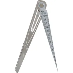 Shinwa 32789 Schweißkegel, Fühlerlehre, Tiefenlineal 1–15 mm, mit Clip-Halter