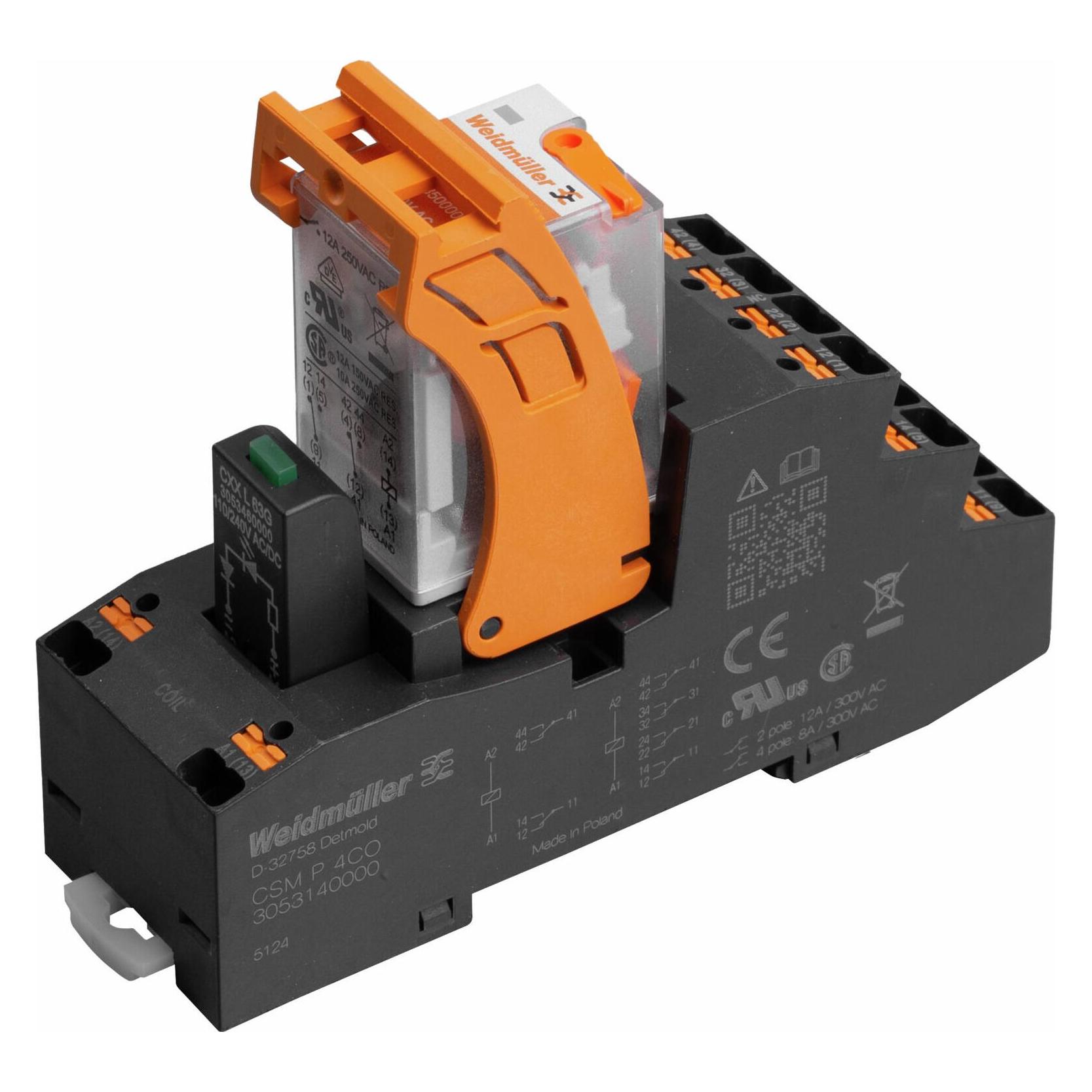 Weidmüller Koppelrelais, 230 V AC +10 % -20 %, LED 2 Wechsler (AgNi) 250 V AC, 12 A, PUSH IN (3137150000)