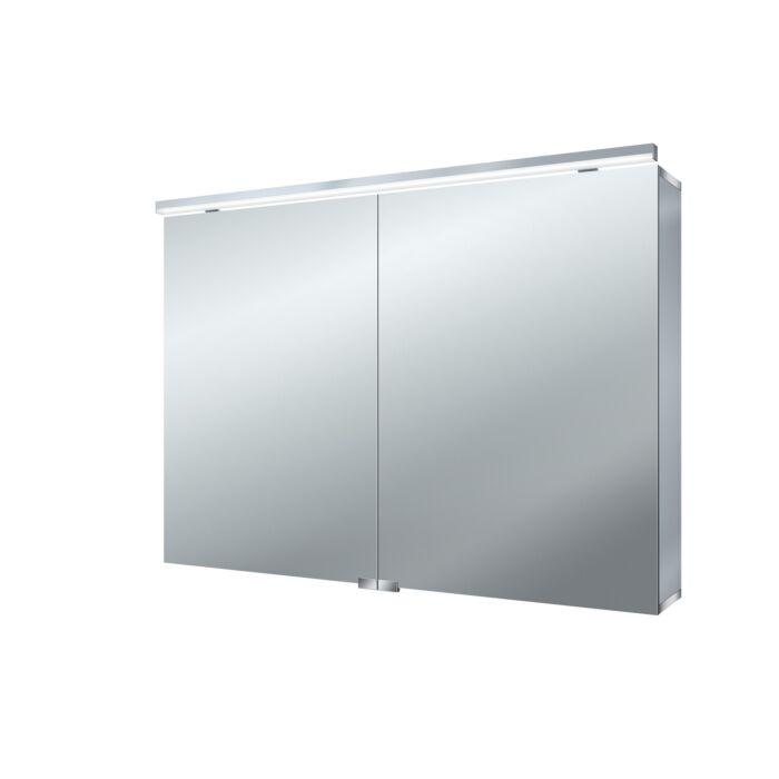 Emco Asis Pure (LED) Aufputz-Lichtspiegelschrank 979705283 1000x728mm, Aluminium, 2 Türen, mit Waschtischbeleuchtung