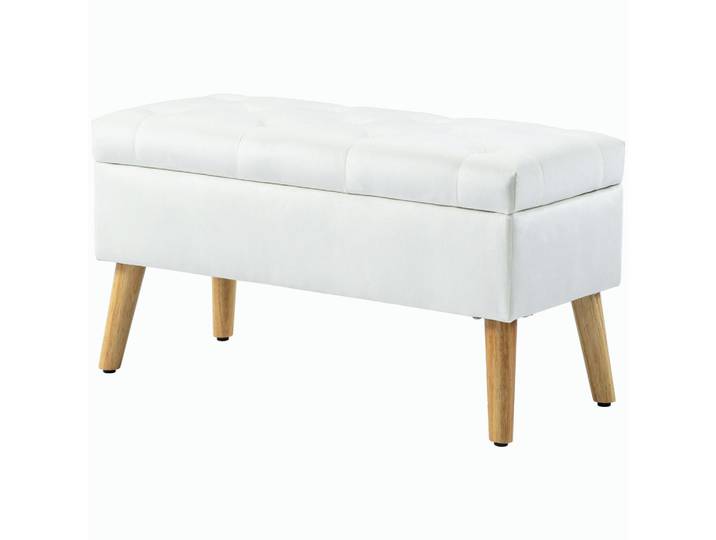 Jamb Sitzbank Miguel Weiss mit Stauraum 102/35/43 cm, Weiß, Holz, Textil, Pinie, 80x40x35 cm, Esszimmer, Bank, Sitzbänke