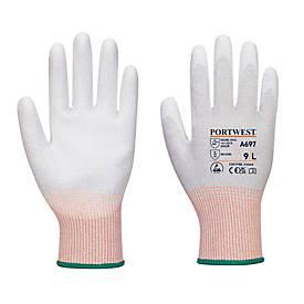 Portwest Schutzhandschuh LR13 ESD PU, Schnittschutz-Level B, ESD-leitfähig, Touchscreen-fähig, Kohlefaser/Polyester/PU, S, grau-weiss, 12 Paar