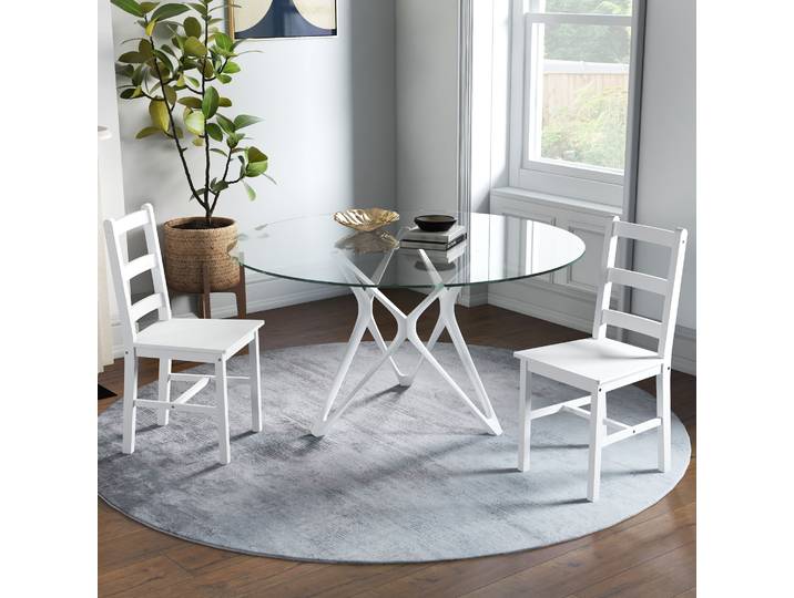 HOMCOM Chaises Salle à Manger Bois Pin Blanc x2
