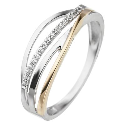 Goldring JOBO Gr. 56, gold (gelbgold 333), Fingerringe, Damen, 56, Gelbgold 333 Weißgold 333, Gelbgold 333, Weißgold 333, Goldring, 333 Gold bicolor mit Zirkonia