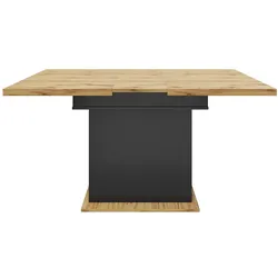 STILVORA Esstisch aus MDF/Metall, Schwarz/Natur, 110-140x80 cm, ausziehbar, gewerblich geeignet