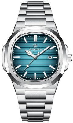 Youfap Market Original Quartz Watch For Men, Trend Men's Watches Classic Fashion, Square Dial Waterproof Luminous Date Wristwatch silver Light Blue