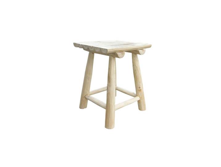 Gardenson Gartenhocker, Naturfarben, Holz, Teakholz, quadratisch, 30x45x30 cm, Gartenmöbel, Gartensessel, Gartenhocker