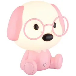 LED Kinderlampe Tischleuchte Nachttischlampe Hund pink Touchdimmer Tischlampe, 1W 32lm warmweiß, LxH 18x20 cm