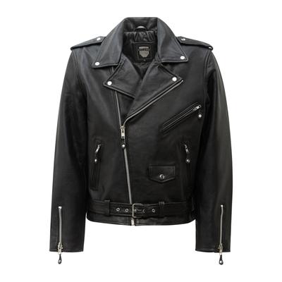 Bikerjacke RICANO "Lederjacke Brando", Herren, Gr. S, schwarz, Obermaterial: 100% Büffelleder BL. Futter: 100% Polyester PES., loose fit, V-Ausschnitt, Jacken, Handgefertigt aus echtem Leder