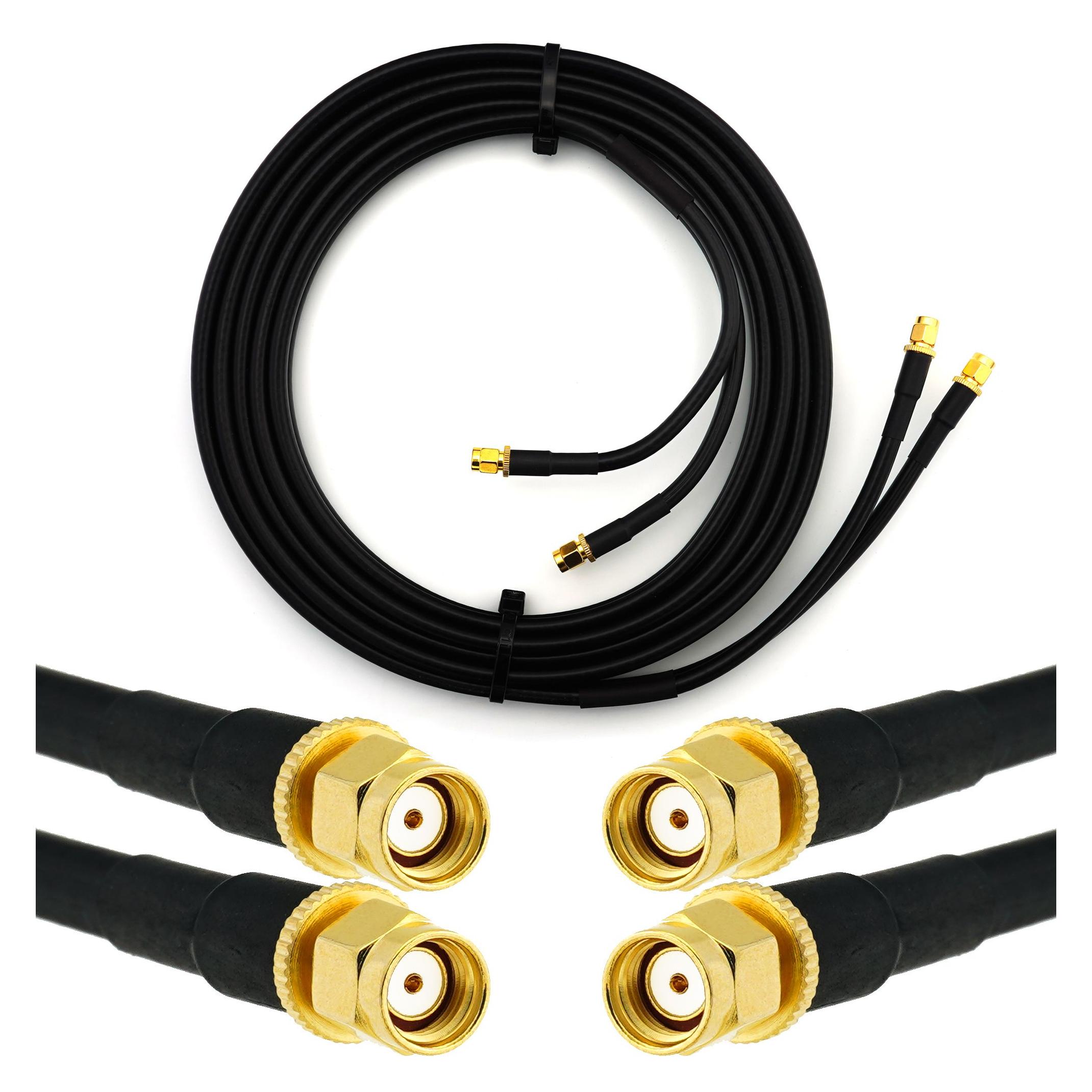 Rangeful RP-SMA Male to RP-SMA Male 2m Twin Coaxial Cable - HF240 (LMR240 equivalent) (HF240T-RPSM-RPSM-2)