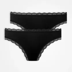 SNOCKS Thong Lace 2er Set black - L