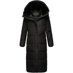 NAVAHOO Damen Steppmantel langer Wintermantel warm Anorak gefüttert Teddyfell abnehmbarer Kunstfellkragen & Kapuze Hingucker