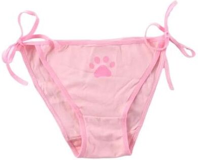 Inspired Finds Women's Cotton Bandage Panties Cute Cat Paw Bowknot Briefs, Lovely Lolita Ladies Underwear (1 2 3 Pcs) pink