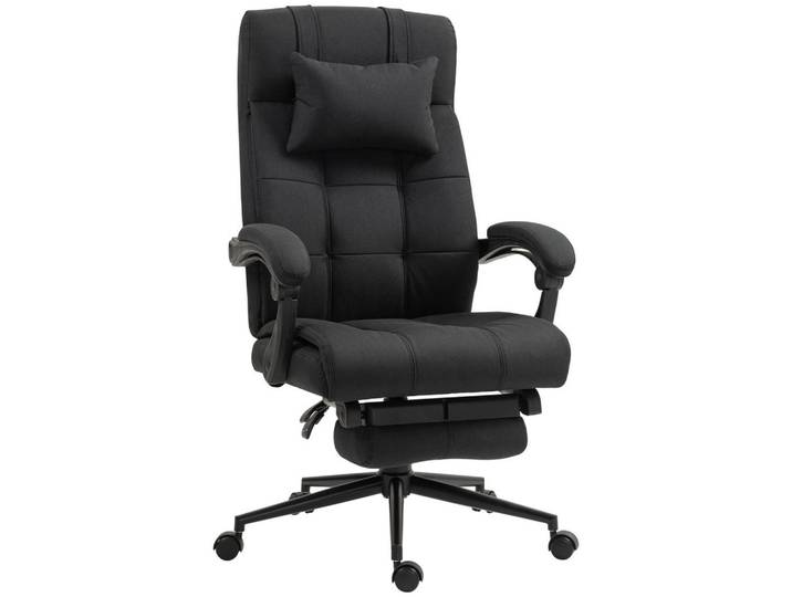 Vinsetto Bürostuhl Drehstuhl Höhenverstellbar Schreibtischstuhl mit Fußstütze Schwarz, Kunststoff, 66x120x76 cm, Büromöbel, Bürostühle, Drehstühle