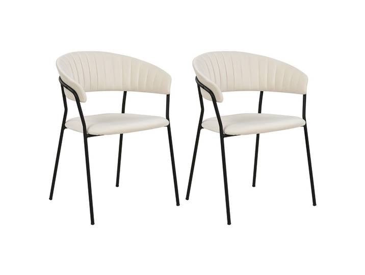STUHL 2er-Set Samtstoff Weiß Mariposa