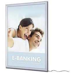 Showdown Displays LED-Leuchtrahmen einseitig A1 silber silber, 63.6x88.3x2.7 cm