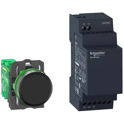Schneider Electric XB5RFB01 Kombipaket, Funkdrucktaster, Empfänger, nicht programmierbar, Kunststoff, Ø22mm, 24V DC, 10 farbiges Kappenset