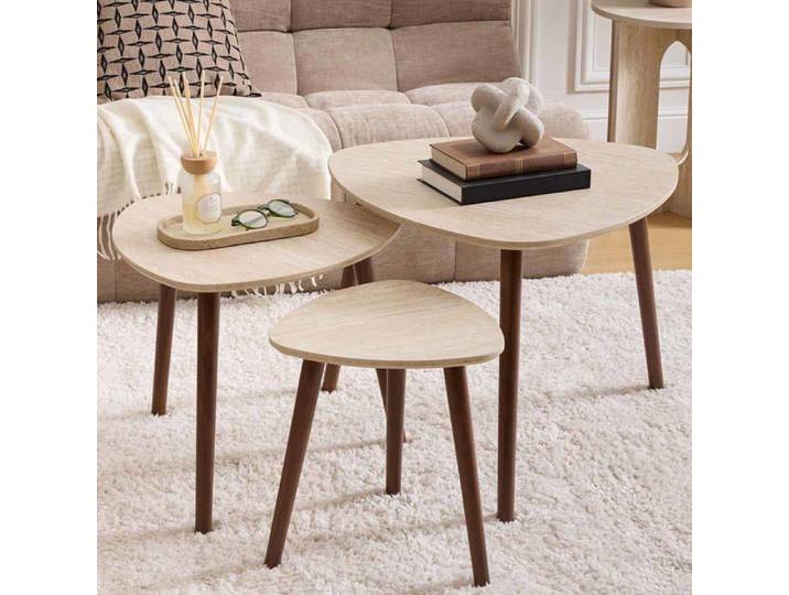 Eazy Living Set de Table d'Appoint Yael Aspect Travertin