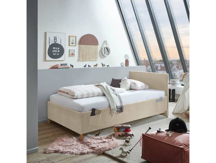 Polsterbett Pauka Komfort Cord 120x200cm Sand skandinavisch