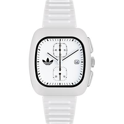 Chronograph ADIDAS ORIGINALS "RETRO WAVE TWO CHRONO", weiß (weiß, weiß), Armbanduhren, Damen, weiß, Chronograph, Quarzuhr, Armbanduhr, Herrenuhr, Damenuhr, unisex, Kunststoffarmband