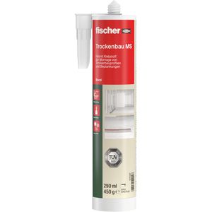 Fischer Montagekleber Trockenbau MS, 290ml, Kleb-& Dichtstoff, extra stark, flexibel, schnellhaftend, weiß