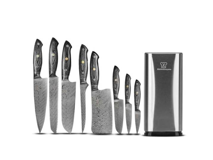 KÜCHENKOMPANE – Edelstahl Messerset Kumai mit Edelstahl Messerblock 8-teiliges Küchenmesser Set rostfrei & scharf Designed in Germany