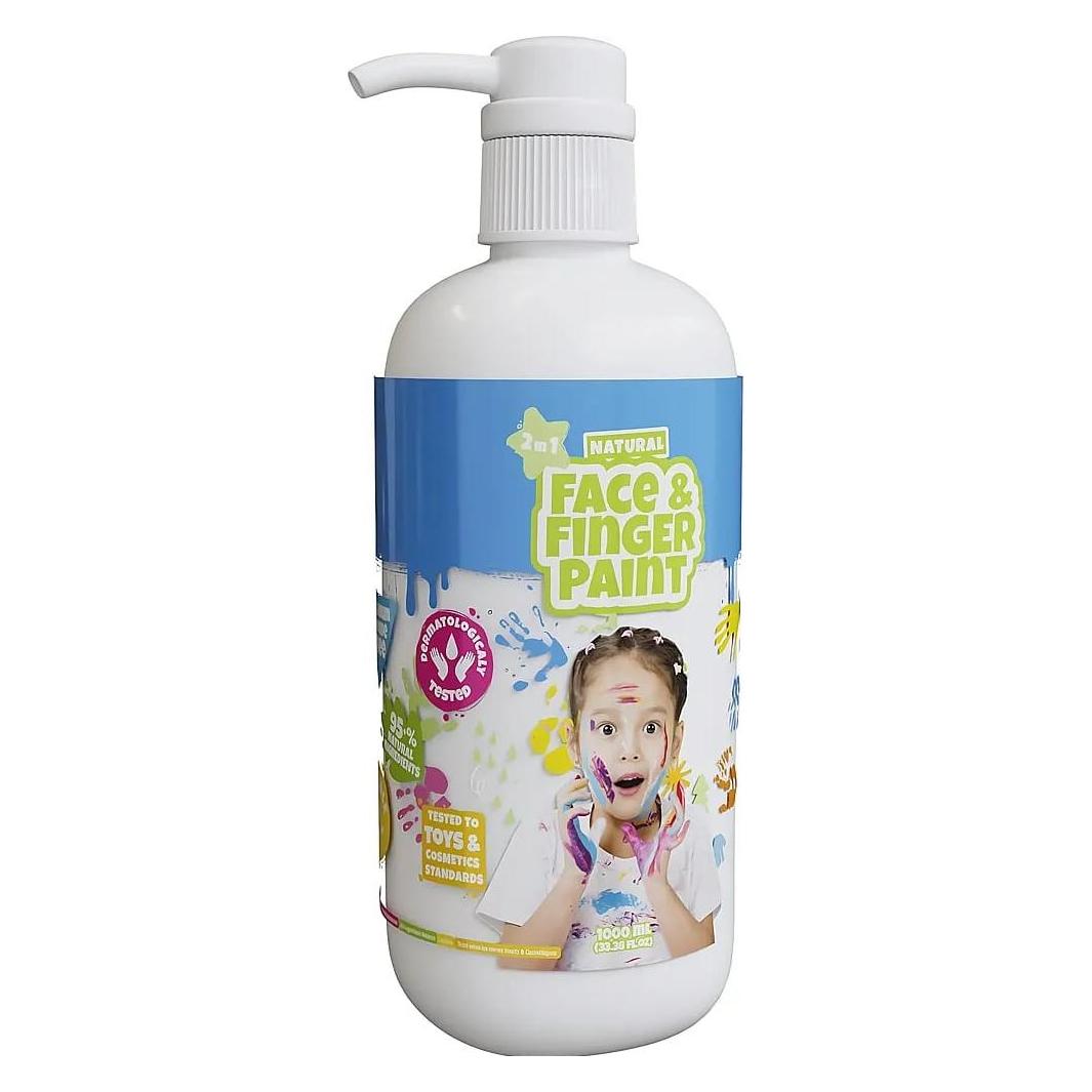 Boti Natürliche Gesichts- und Fingerfarbenflasche mit Pumpe - Weiss, 1 l (39369)